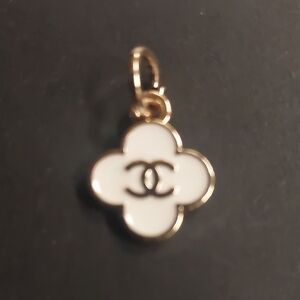 CC Gold & White Clover Mini Charm Pendant